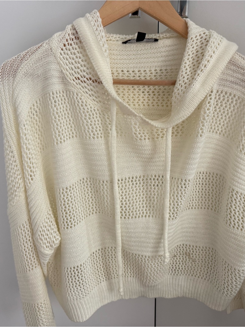 Lulu's Lightweight Cream Open-Knit Hooded Sweater